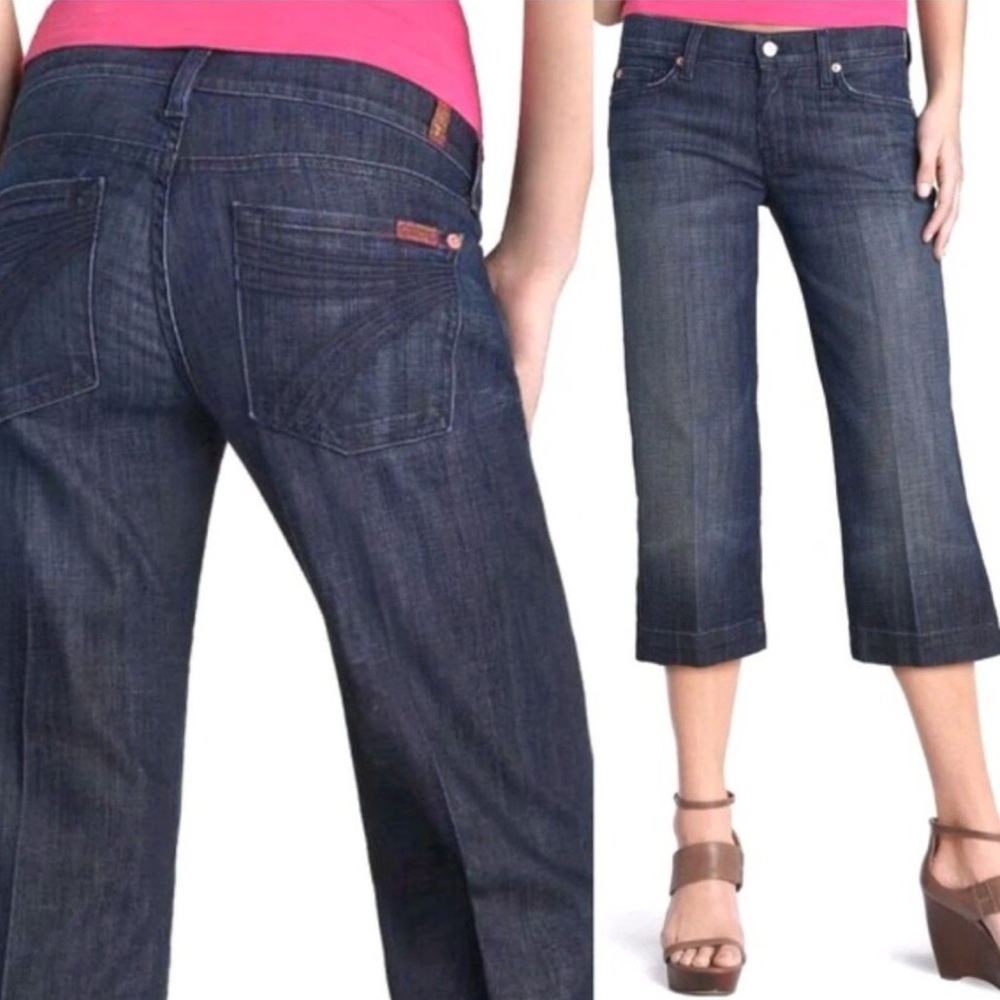 7 for All Mankind 7FAM Dojo Crop Jeans, Dark Wash Denim, Wide Leg, Size 29 - Picture 16 of 16